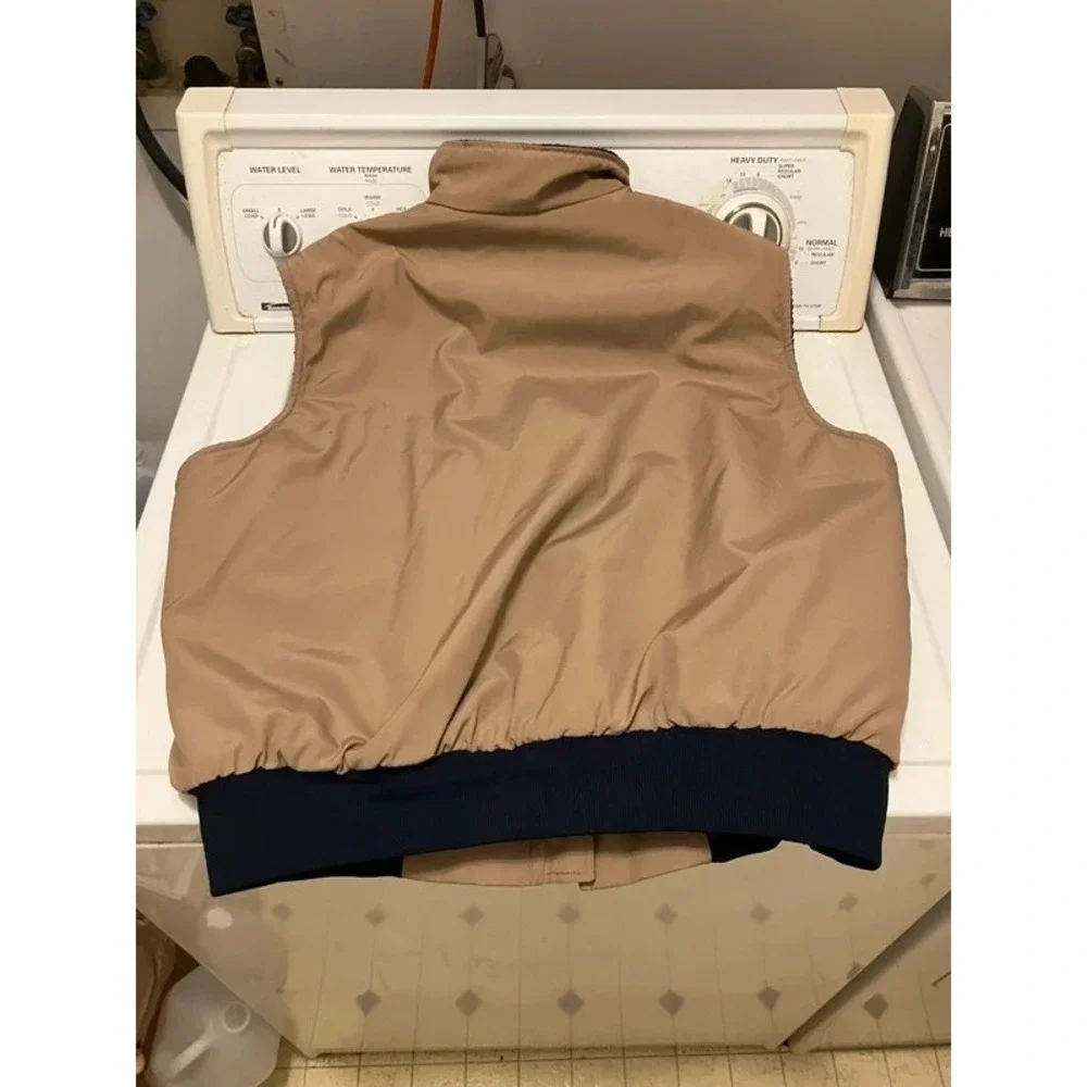 VTG Anheuser-Busch Vest Mens L, 42 Tan Fleece Lined Unitog Made USA Retro Puffer
